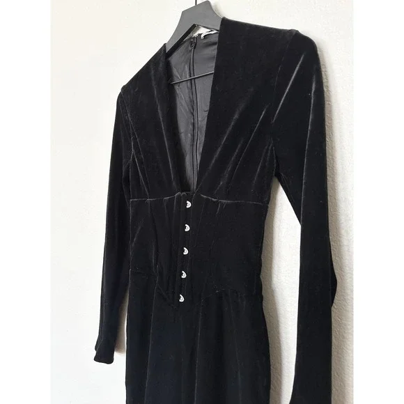 House of CB Arabella Black Velvet Corset Dress Romantic Victorian Goth Size S - Picture 6 of 10